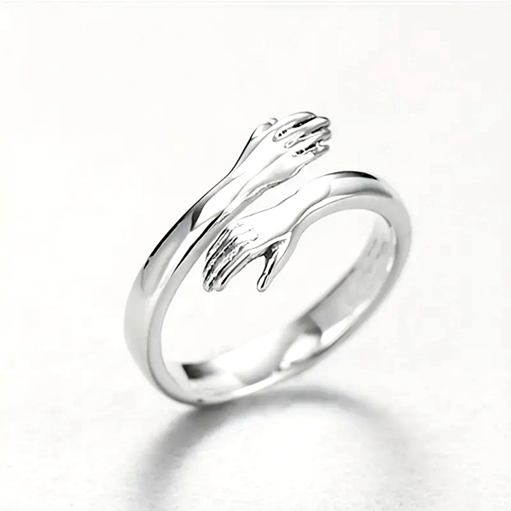 925 Sterling Silver Love Hug Ring Adjustable
